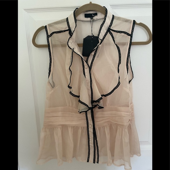 Modcloth Tops - MODCLOTH by RYU sheer ruffle top- size L - NWT